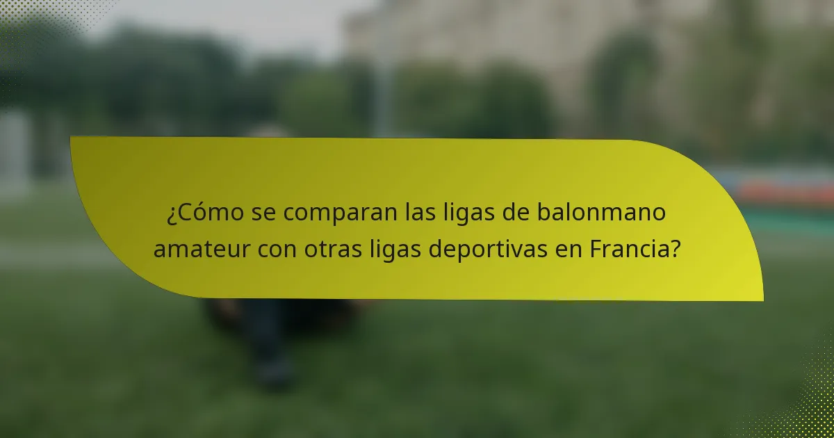 ¿Cómo se comparan las ligas de balonmano amateur con otras ligas deportivas en Francia?
