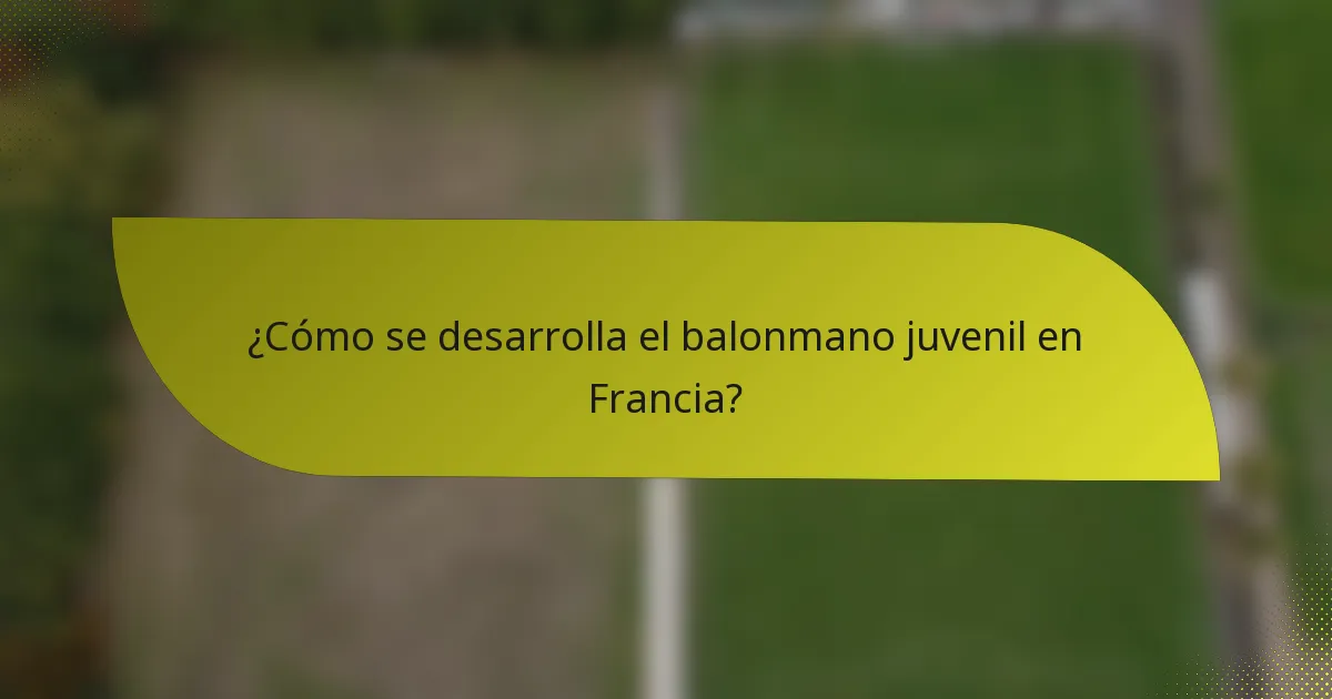 ¿Cómo se desarrolla el balonmano juvenil en Francia?