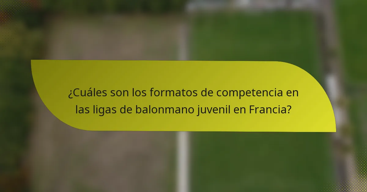 ¿Cuáles son los formatos de competencia en las ligas de balonmano juvenil en Francia?