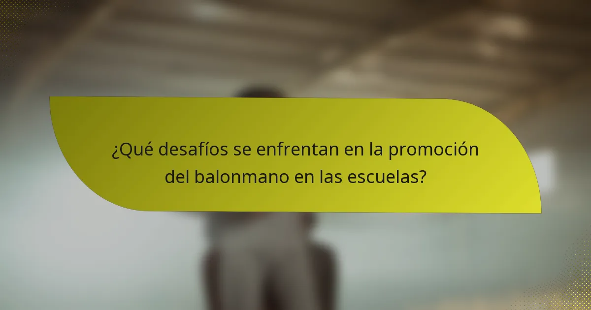 ¿Qué desafíos se enfrentan en la promoción del balonmano en las escuelas?