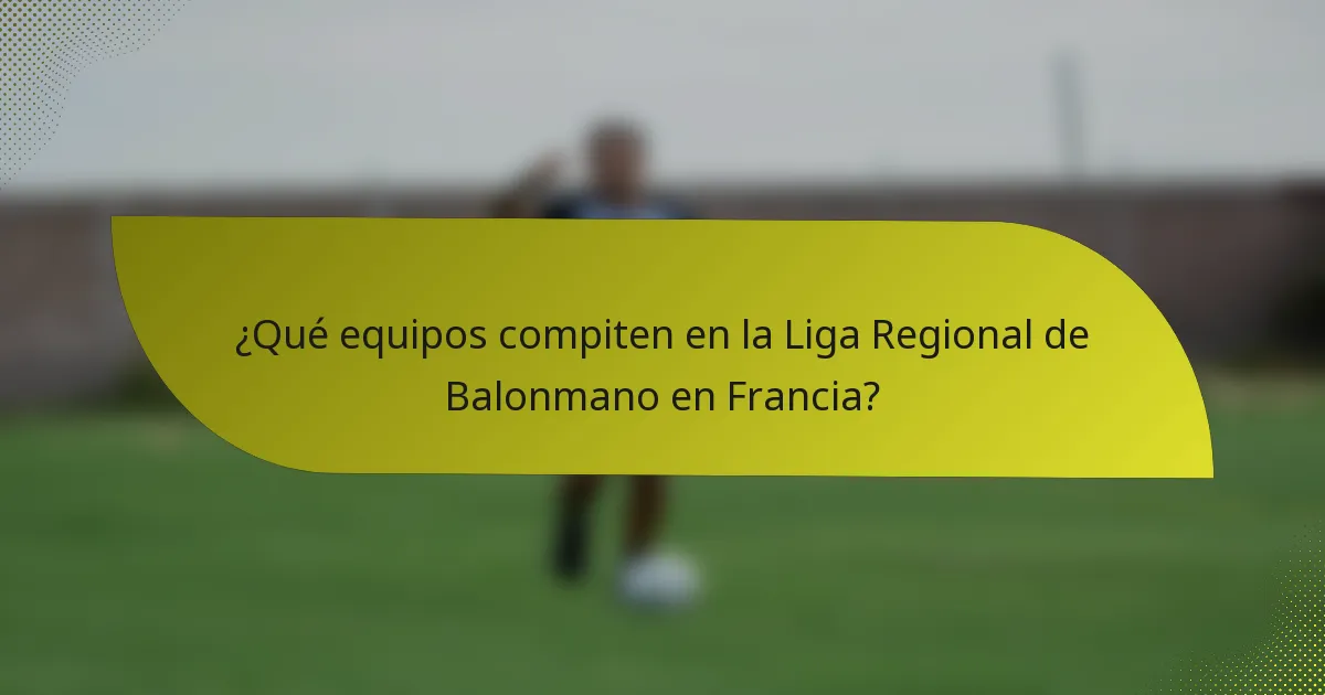 ¿Qué equipos compiten en la Liga Regional de Balonmano en Francia?
