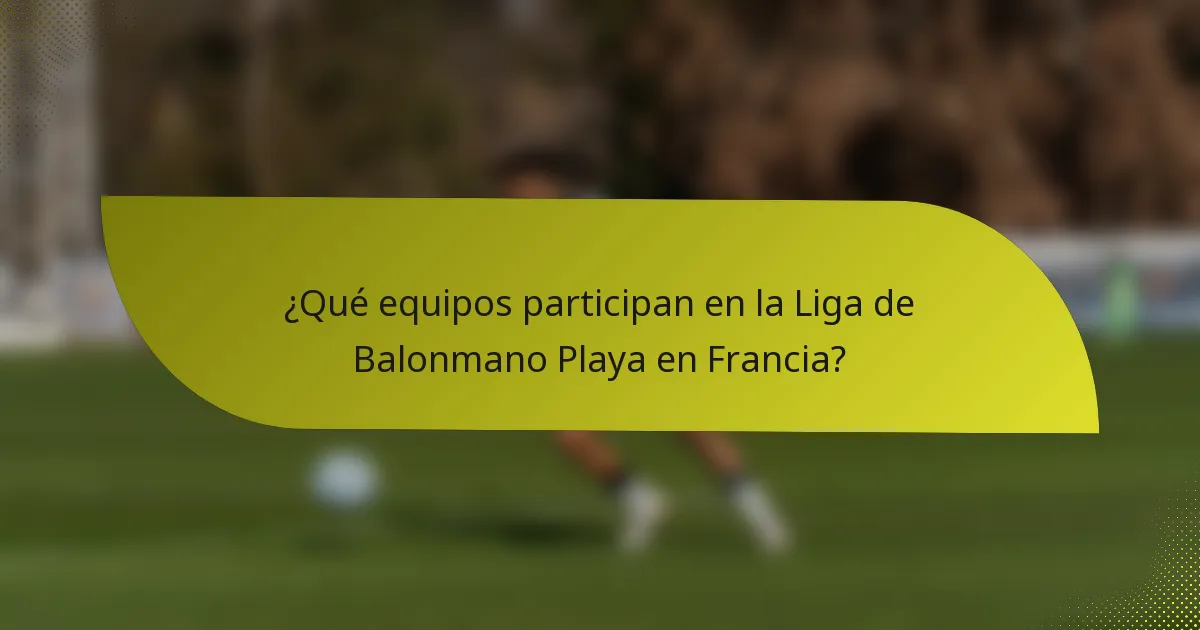 ¿Qué equipos participan en la Liga de Balonmano Playa en Francia?
