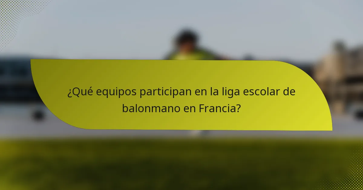 ¿Qué equipos participan en la liga escolar de balonmano en Francia?