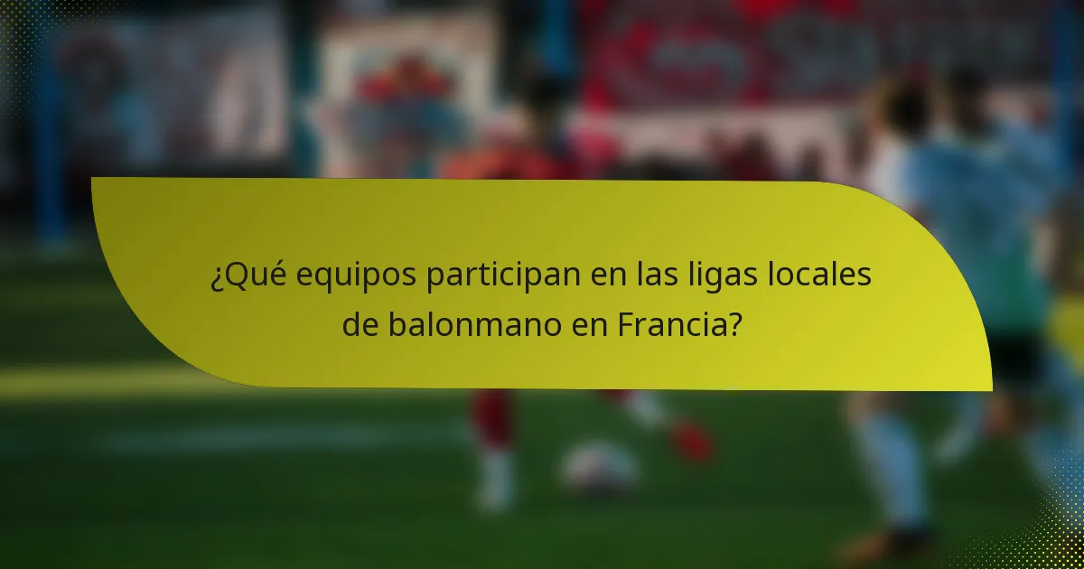 ¿Qué equipos participan en las ligas locales de balonmano en Francia?